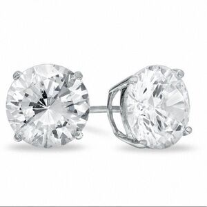 Renaissance Collection 14k White Gold 925 Sterling Silver CZ Stud Earrings